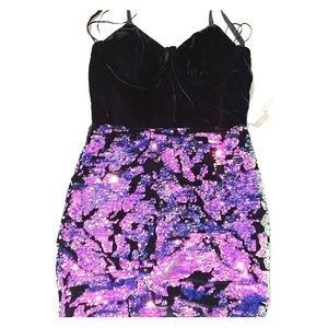 Sequin dress with velvet top